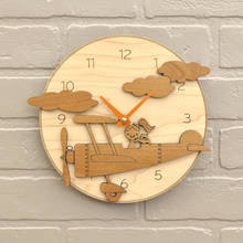 Cartoon Pilot Plane Wall Clock Pilot Children Bedroom Wall Clock Art Clock Kid Room Decor Gift For Kids 2024 - buy cheap