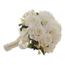 Cilected цветок белая роза Свадебный букет Искусственный De Mariage ручной работы Листья жемчужные цветы для Свадебные букеты невесты 2024 - купить недорого