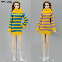 Handmade Knitted Woven Tops Clothes Striped Sweater For Barbie Doll Clothes For Blythe Doll Gifts 1/6 Doll Accessories Kids Toy 2024 - buy cheap