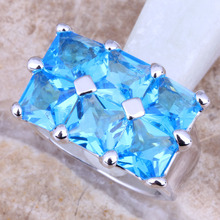 Fetching Sky Blue Cubic Zirconia Silver Plated Women's Ring Size 6 / 7 / 8 / 9 R1120 2024 - buy cheap