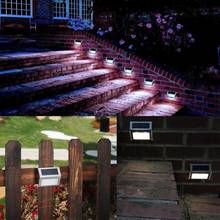 3 LED Solar Light Garden Pathway Stairs Lamp Stainless Steel LED Lights Solar Panel Wall Lamp Stair Outdoor Waterproof Lighting 2024 - buy cheap