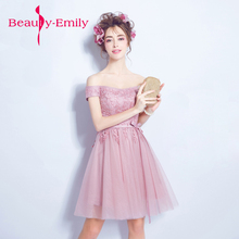 Beauty Emily rosas-vestidos para fiesta de cóctel, vestidos de graduación formales, vestidos de fiesta con apliques, cuello corto de barco, 2019 2024 - compra barato