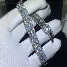 Choucong luxo flor forma pulseira aaaaa zircon pedra branco ouro cheio festa de casamento pulseiras para as mulheres moda jewerly 2024 - compre barato