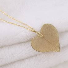 LOVBEAFAS Brand Unique Heart Pendant Necklace Women Jewelry Chain Long Lover Natural Real Leaf Wedding Necklace Party Gift 2024 - buy cheap