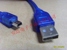 Frete grátis Para 5pin T cabeça T Mini 5 p USB Mini linha de dados USB transparente azul curto 30 cm 2024 - compre barato