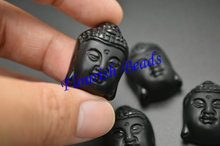 1pc Natural Black Obsidian Stone Buddha Head Pendant Necklace Buddhist Jewelry Making 2024 - buy cheap