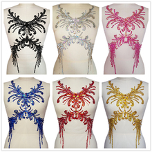 HANDMADE Sumptuous Exquisite 28x52cm Rhinestones sequins beads For Designer Sew on Wedding Dress Applique Patches Trimming Craft 2024 - buy cheap