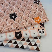 Tela de algodón con dibujos animados para niños, tejido geométrico de 160CM x 50CM, con diseños de dibujos animados, naranja, bosque, oso, panda, negro y marrón, para ropa de cama 2024 - compra barato