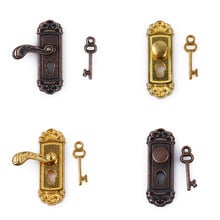 2020 Cute Vintage Funny 1/12 Scale Dollhouse Miniature Door Lock and Key Doll House Fairy Mini Door Retro Metal DIY Accessories 2024 - buy cheap