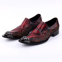 Zapatos de moda para hombre, mocasines con tachuelas, calzado de vestir, boda, hecho a mano, metálico, rojo y negro 2024 - compra barato