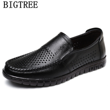 Summer Shoes Men Leather Dad Shoes Brand Venting Hole Casual Shoes Men Loafers Sepatu Slip On Pria Zapatos De Hombre Ayakkabi 2024 - buy cheap