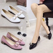 Spring Flats Women Shoes Bow Tie Loafers Leather Low Heels Shoes Slip On Footwear Moccasins Female Pointed Flats Ladies Shoes 2024 - buy cheap