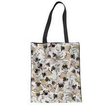 THIKIN Cute Pud Dog Pattern Girls School Book Bag Female Cotton Shoulder Tote Bags Large Capacity Ladies Beach Bag Reusable 2024 - buy cheap