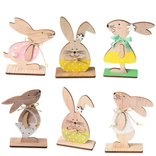 Happy Easter Decorations Cute Wooden Rabbit Shapes Craft Ornaments  Kids Party Gift Hoom Room Decoration Window Wood Ornaments 2024 - buy cheap