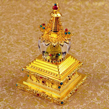 Древняя Фантастическая тибетская буддийская ступа, медная пагода Бодхи, 14 см, Золотое тонкое мастерство, башня Будды украшение 2024 - купить недорого