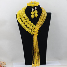 Lindo conjunto de joias de noiva estilo africano, lindo conjunto nigeriano com miçangas destaque para noivas qw370 2024 - compre barato