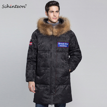 2019 Schinteon Men Top Quality Down Jacket with 100% Real Big Raccoon Fur Collar Hood 90% White Duck Down Camouflage Outwear 2024 - buy cheap