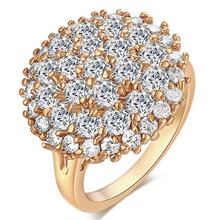 luxury zirconia Rings female popular Cute Stone Flower Rings Micro Pave Crystal Gold-Color round Rings for Women Wholes 2024 - buy cheap