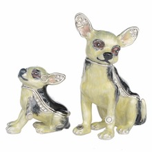 Chihuahua caixa de berloque para cachorros, caixa de joias de pelúcia artesanal bonecos de cachorro presentes para amantes de animais de estimação 2024 - compre barato