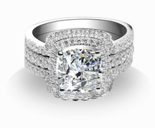 Quality Guarantee 3Ct Cushion Cut Set Rings 925 Sterling Silver Ring Non-Allergy nor Tarnish Diamond Jewelry 2024 - buy cheap