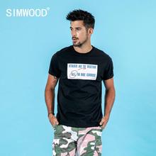 SIMWOOD-Camiseta de verano con estampado de letras para hombre, Camiseta de algodón 2020 de hip hop, camiseta de talla grande 100% 2024 - compra barato