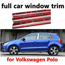 Декоративные полосы для стайлинга автомобилей Volkswagen Polo, полная оконная отделка с центральной стойкой из нержавеющей стали 2024 - купить недорого