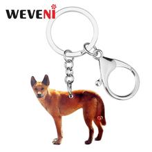 WEVENI Acrylic Vigilant Australian Wild Dog Key Chains Key Ring Fashion Animal Jewelry For Women Girls Teens Gift Accessories 2024 - buy cheap