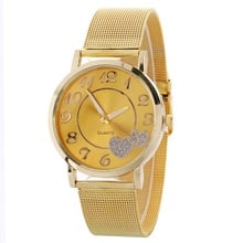 Dropshipping Women Silver & Gold Mesh Love Heart Dial Wristwatches Fashion Casual Women's Steel Quartz Watches Relogio Feminino 2024 - buy cheap