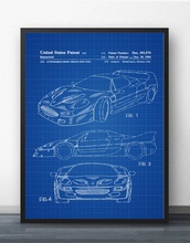 1994 Ferrari F40 патентный чертеж, Настенная картина, Настенный декор, холст, Художественная печать на холсте постер, картины маслом без рамки 2024 - купить недорого