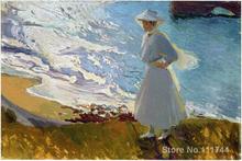 Landscape art Maria at the Beach Biarritz Joaquin Sorolla y Bastida paintings for sale High quality Hand painted 2024 - buy cheap