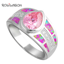Rolilaso-anel feminino rosa opala de fogo, estampado, prata, para eua, tamanho #6, #7, #7.5, #8, #9, rosa, zircônia cúbica, joias or660 2024 - compre barato
