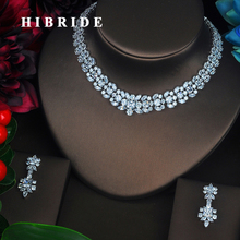 HIBRIDE Luxury Elegant Full CZ Stone Bridal Jewelry Sets For Women 2 PCS Necklace Set Wedding Jewelry Dress Accessories N-380 2024 - buy cheap