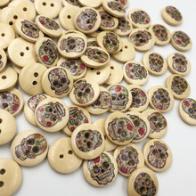 100pcs cabeça de caveira botões de madeira 15mm costura artesanato lotes misturados wb276 2024 - compre barato