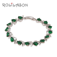 Rolilason charmoso estilo aaa zircônio cristal verde, pulseiras especiais para mulheres branco dourado tom saúde joias fashion tb430 2024 - compre barato
