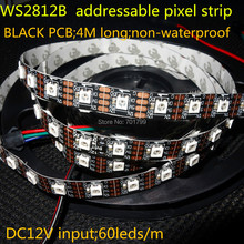 4m DC12V WS2812B addressable pixel strip,non-waterproof,60pcs WS2812B/M with 60pixels;72W;BLACK pcb;4pin 2024 - buy cheap