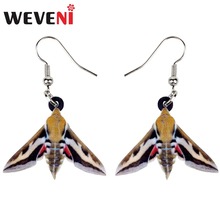 WEVENI Acrylic Dark Brown Moth Insect Earrings New Long Dangle Drop Fashion Animal Jewelry For Women Girls 2018 Dropship Charms 2024 - buy cheap