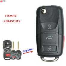 Keyecu-chave remota flip atualizada, 4 botões, 315mhz, para nissan, infiniti, kbrast15, com lâmina nsn14 2024 - compre barato