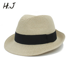 Sombrero de paja elegante para hombre y mujer, sombrero de paja para el sol, Sombrero de Panamá para caballero, sombrero de playa para papá, 2019 2024 - compra barato