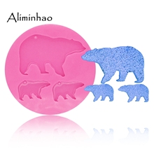 Dy0056 molde de silicone brilhante para mãe urso e bebê, para chaveiros, pendentes, decorações, moldes de argila de polímero, molde de resina epóxi 2024 - compre barato