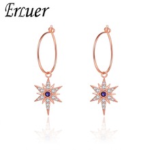 ERLUER summer earrings for women Rose Gold charm Blue Crystal Wedding Jewelry Girl fashion zircon engagement Earring jewellery 2024 - buy cheap