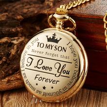 To My Son-reloj de bolsillo I LOVE YOU, funda abatible, reloj de cadena Fob para el Día de los niños, los mejores regalos de cumpleaños para niños, el mayor papá 2024 - compra barato