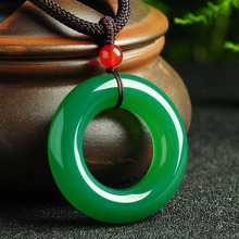 Fine Jewelry Natural Green Jade Medullary Round Pendant Lucky Blessing Necklace Women Men Gifts Hot 2024 - buy cheap