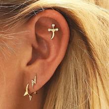 3pcs/set Vintage Antique Gold Lightning Cross Stud Earring Punk Alloy Earring Set Brincos for Women Bohemia Jewelry 2019 New 2024 - buy cheap