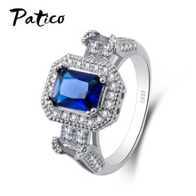 JEWELS-Anillo de lujo de cristal austriaco, anillo eterno con circonita cúbica AAA, Color plateado, azul oscuro o claro 2024 - compra barato