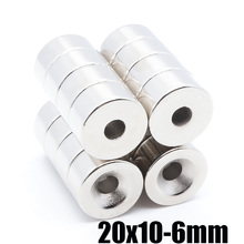 5 pces 20x10-6mm ndfeb anel ímã diâmetro. Ímã permanente grosso 20*10-6mm da terra rara do neodímio do furo reto de 20x10mm m6 2024 - compre barato