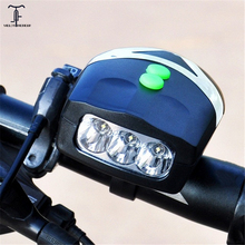 3 led eletrônico bicicleta guiador anel sino chifre brilhante bicicleta frente lâmpada ciclismo alarme alto som chifres farol para bicicletas 2024 - compre barato