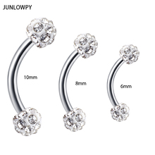 JUNLOWPY 3pcs 6/8/10mm Steel Curved Barbell Eyebrow Ring Ear Tragus Helix Piercing Lip Stud Ear cartilage Daith Tragus bar Body 2024 - buy cheap