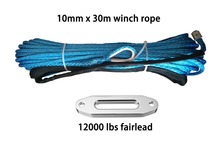 Good Quality Blue Grey Orange 10mm*30m Synthetic Winch Rope With 12000lbs Fairlead,Off Road Rope,Boat Winch Rope,ATV Winch Line 2024 - buy cheap