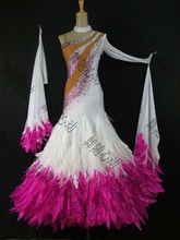 Платье с перьями, костюм для латиноамериканских бальных танцев в новом стиле, танцевальные платья DACNER, платья для конкурсов латиноамериканских танцев, платья для танго, 2024 - купить недорого