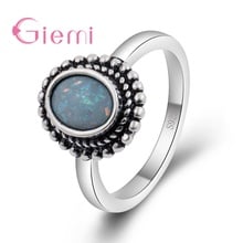 Fashion Vintage Big AAA Oval Opal 925 Sterling Silver Geometric   Lace Ring Women Female Jewelry Accessories 2024 - buy cheap